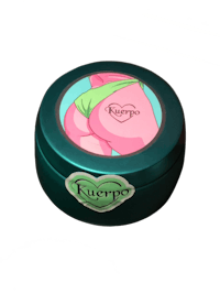 a green tin with an image of a woman in a bikini